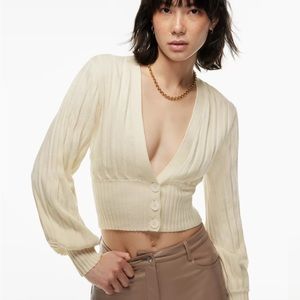 Aritzia Wilfred plunge front cropped cardigan size XS